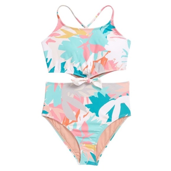 O’Neill Atlas Knot Multicolor Patterned Girls Cut Out One Piece Swimsuit - Picture 2 of 6